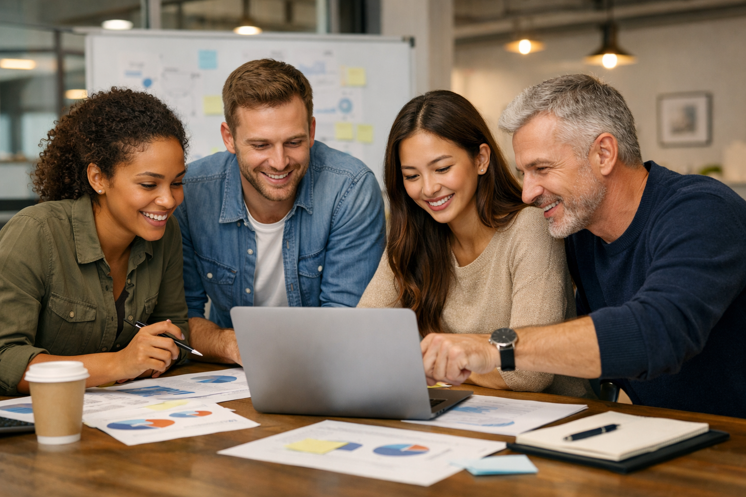 Team collaboration in office setting